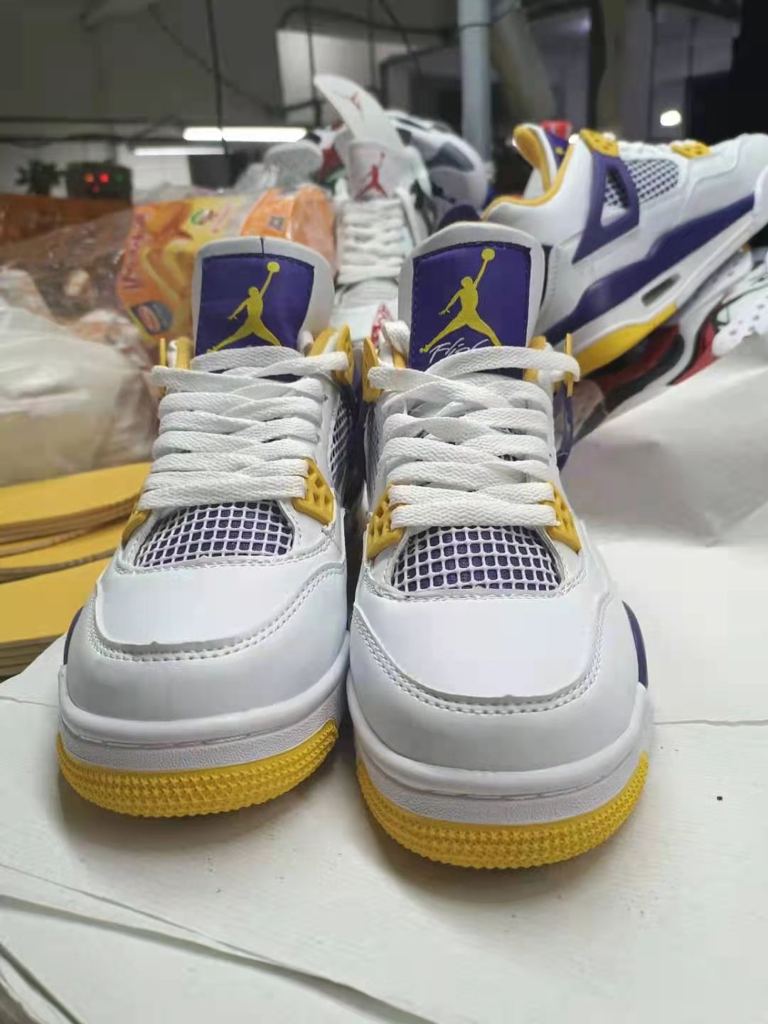 New 2021 Air Jordan 4 Retro White Yellow Purple Shoes